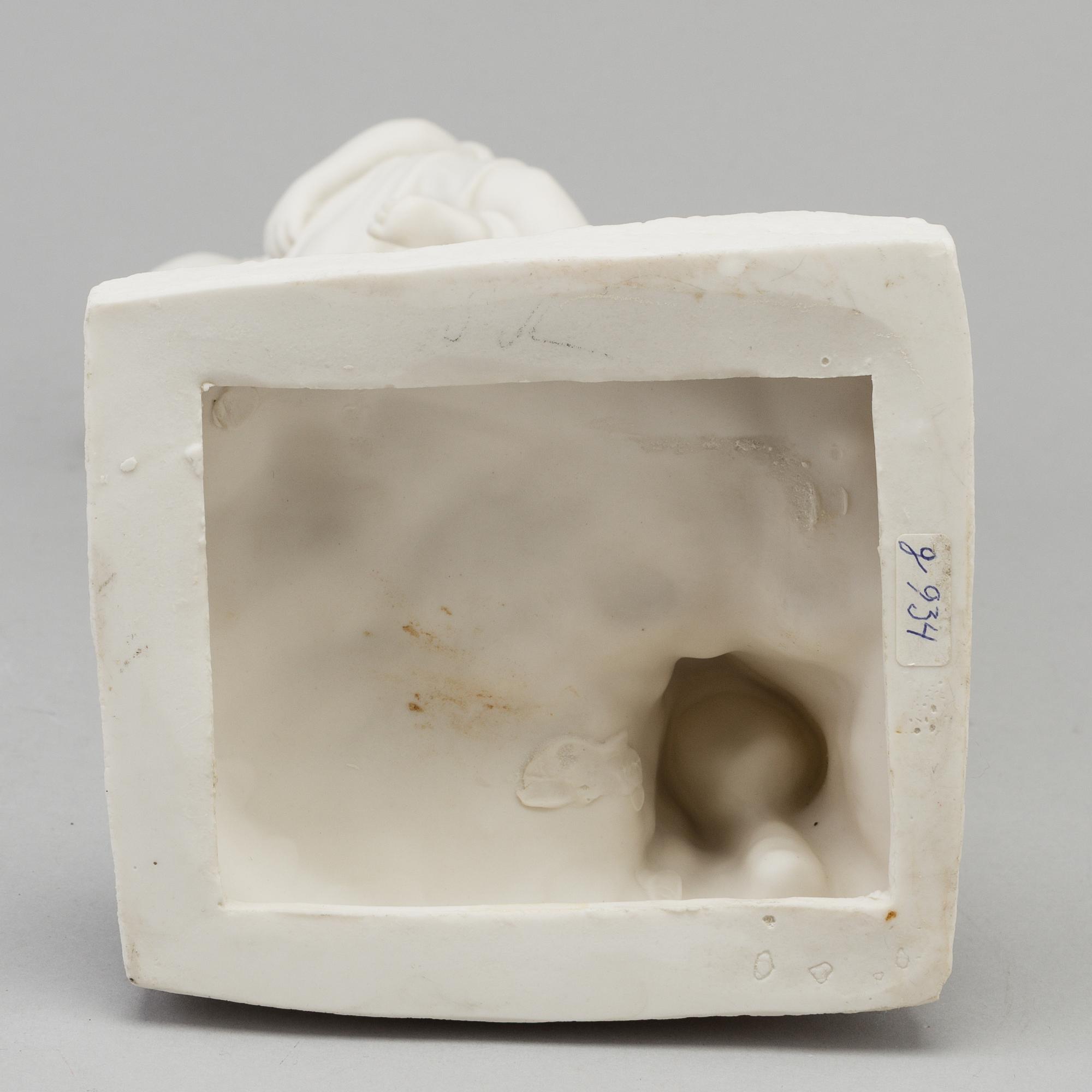 A parian sculpture of a girl with a boy on her shoulder, after desing by Adéle Rudensköld, Gustafsberg, 1960's.