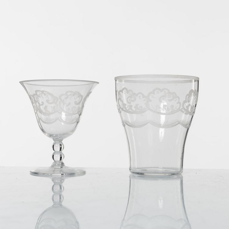 Simon Gate, glasservis, 38 delar, "Molnet", Orrefors.