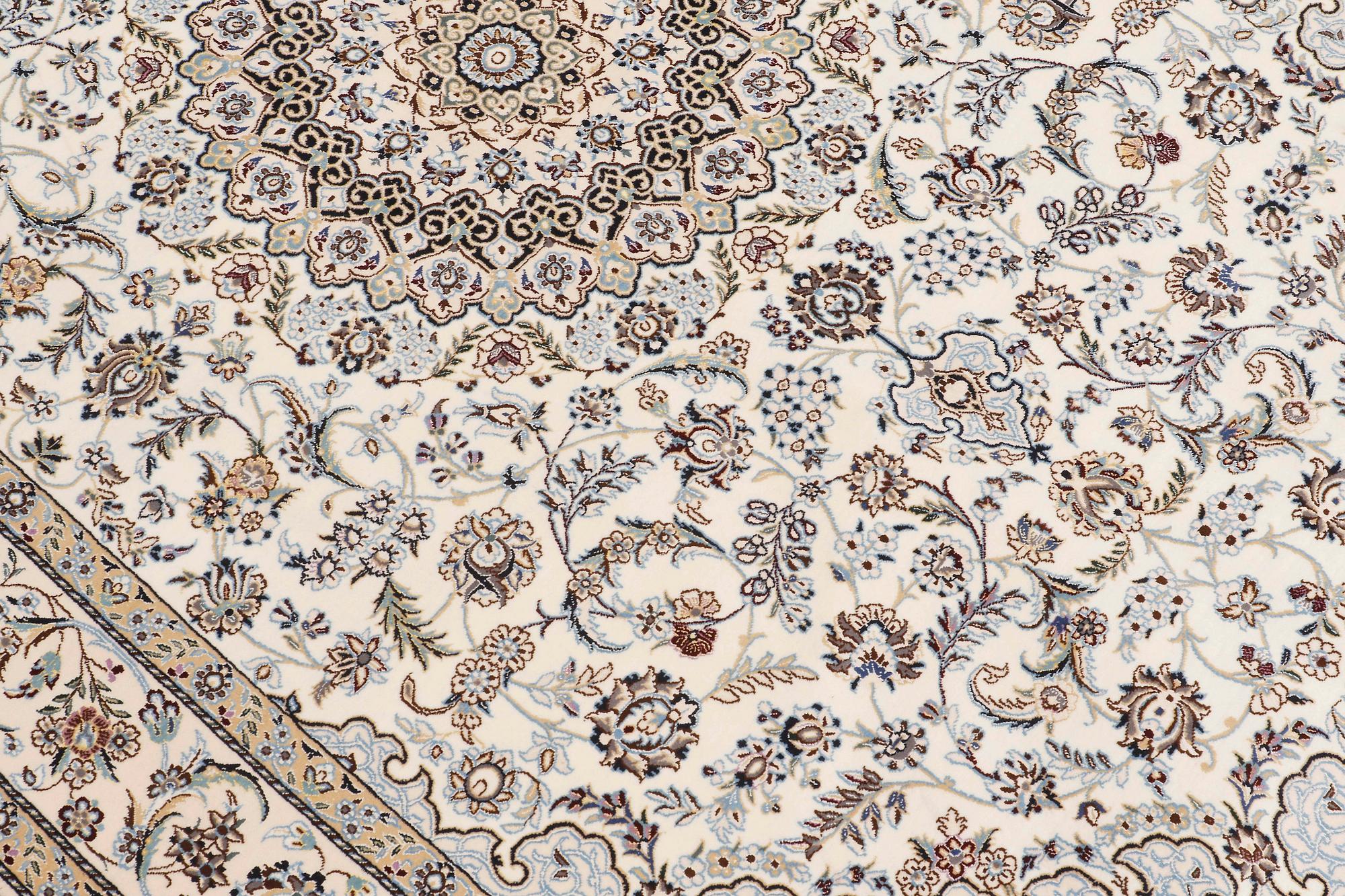 A part silk Nain carpet, so called 6 LAA, signed Akhavan, c 240 x 154 cm.