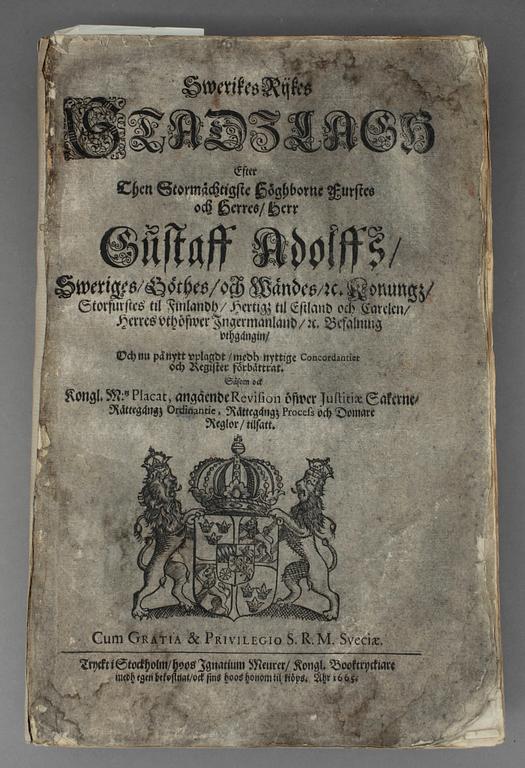 LAGBOK, "Swerikes Rijkes Stadslagh", 1665.