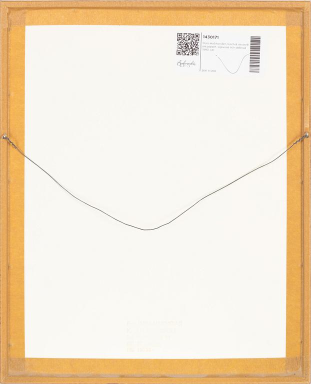 Dora Holzhandler, ink & watercolour on papaer, signed and dated 1980.