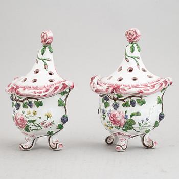 A pair of faiance vases, 20th Century.