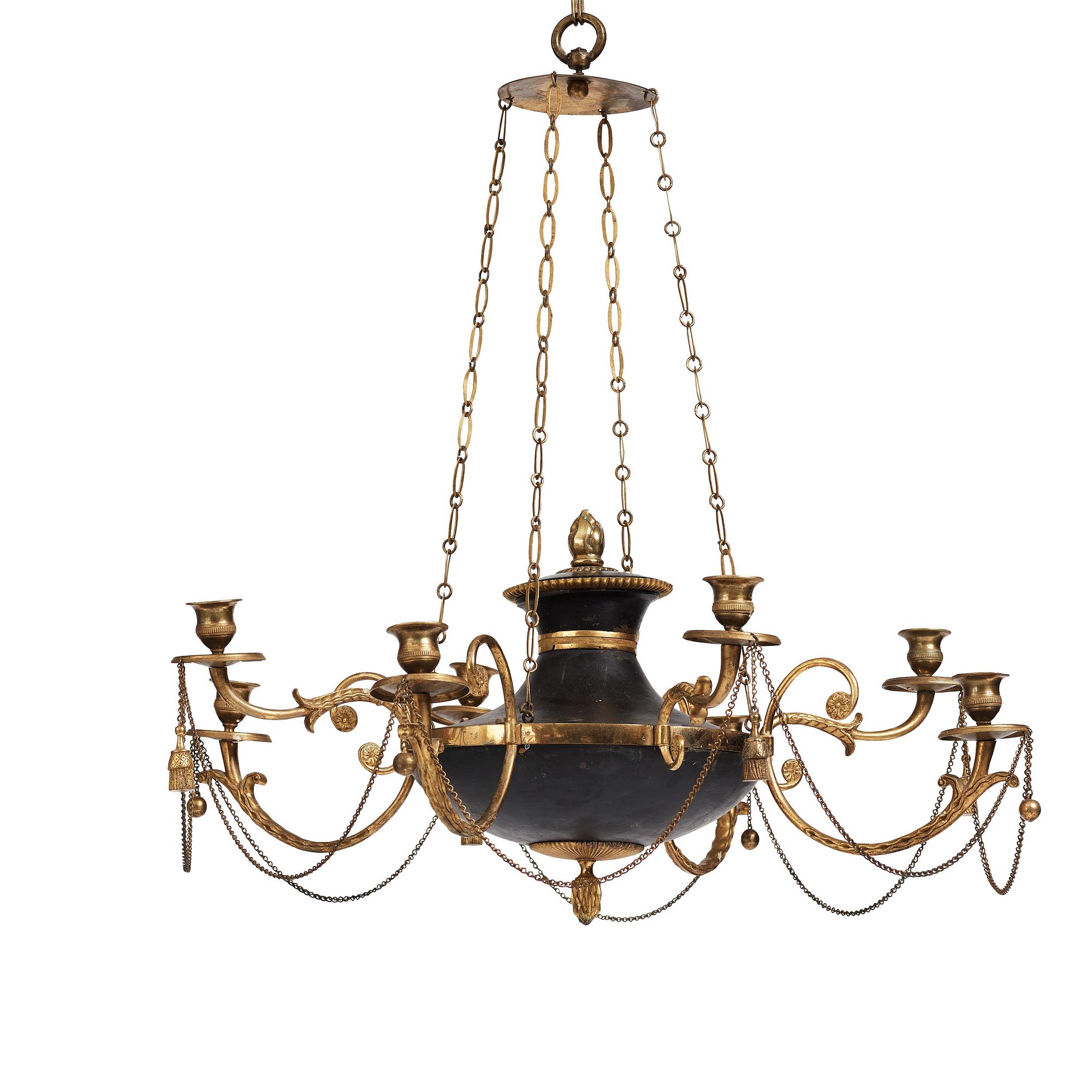 A late Gustavian early 19th century eight-light hanging-lamp.