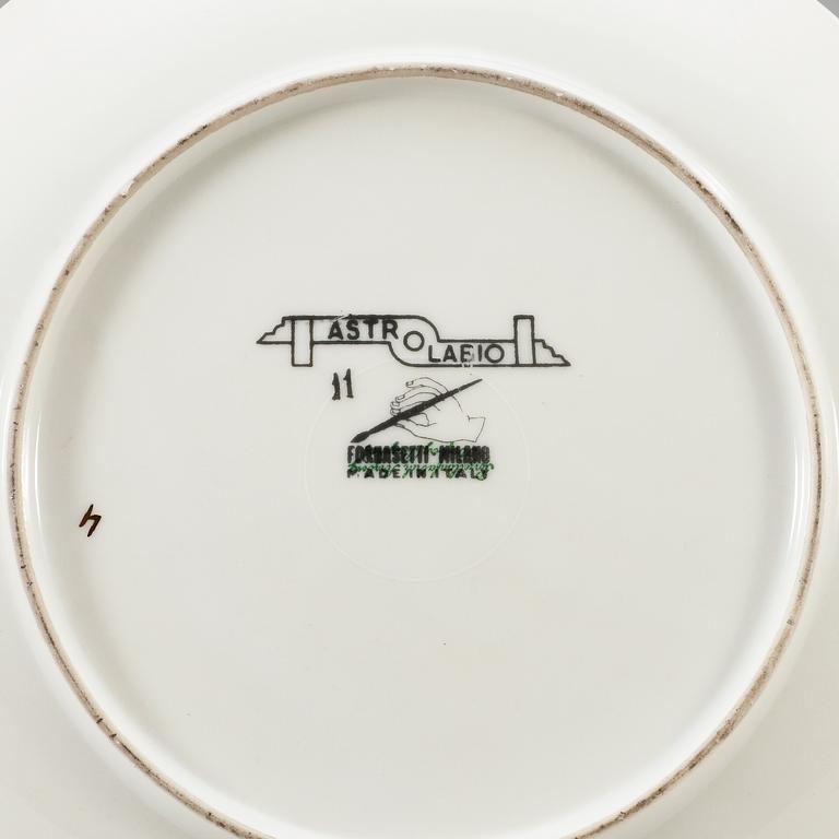 A set of twelve Piero Fornasetti 'Astro labio' porcelain plates, Milan, Italy.