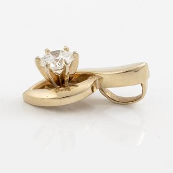 14K white gold solitaire diamond pendant.