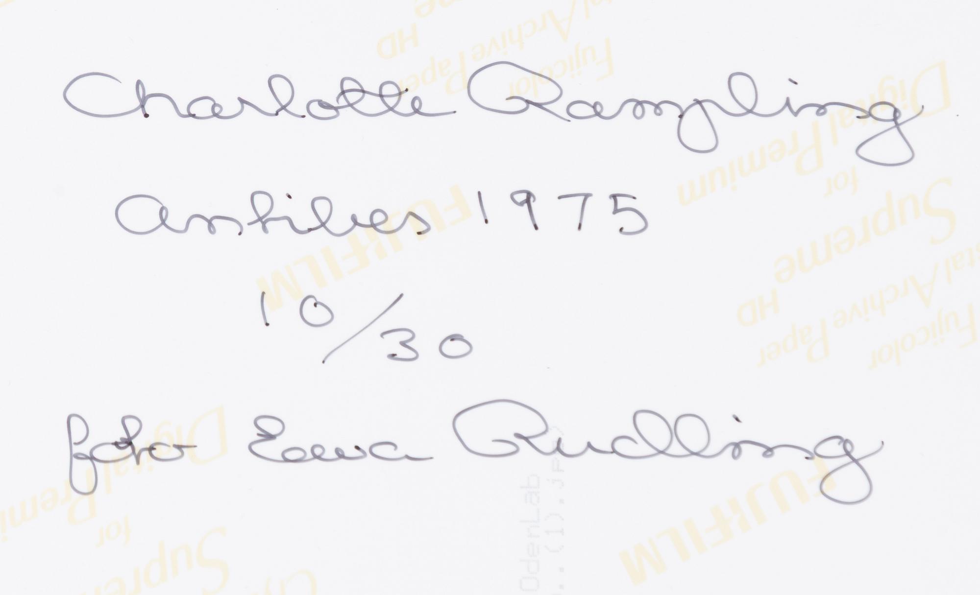 Ewa Rudling, "Charlotte Rampling, Antibes" 1975.