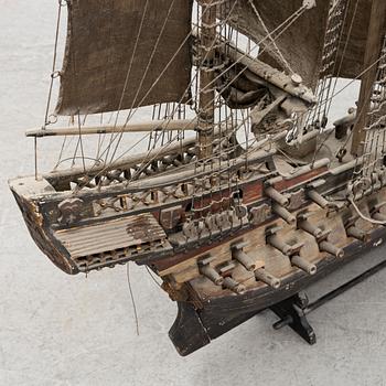 A ship model of a full-rugged ship, 20th century.