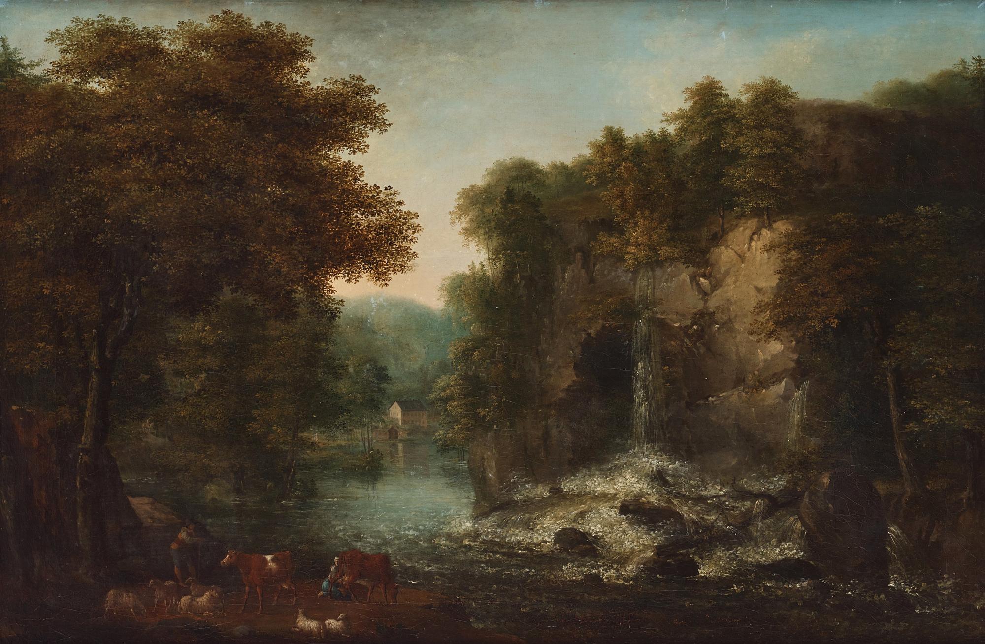 Pehr Emanuel Limnell, Park landscape with manor house/Pastoral landscape with waterfall.
