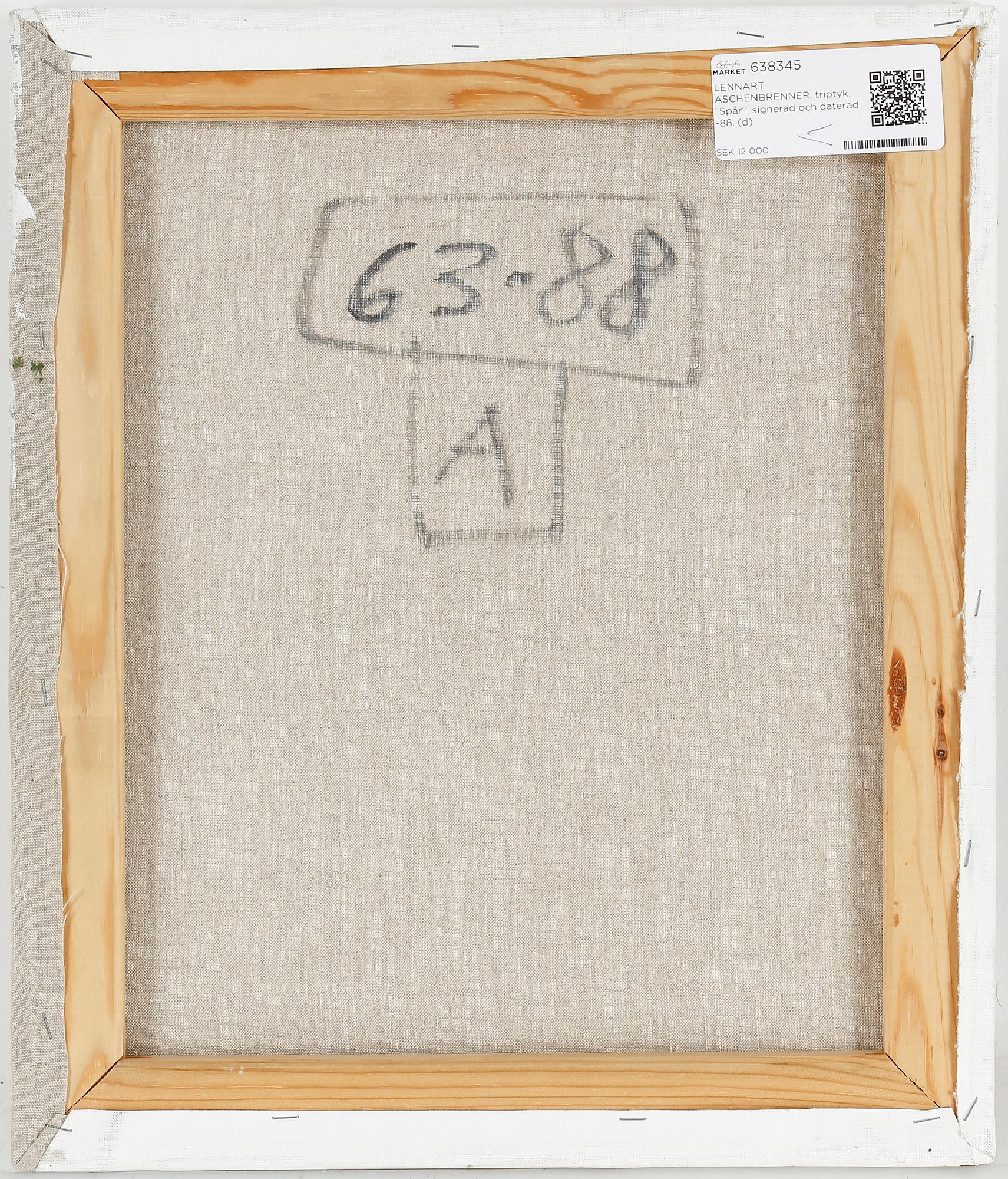 LENNART ASCHENBRENNER, triptyk, "Spår", signerad och daterad -88.