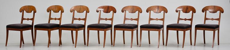 STOLAR, 8 st, samt KARMSTOLAR, 2 st, Karl Johan, 1800-talets första hälft.