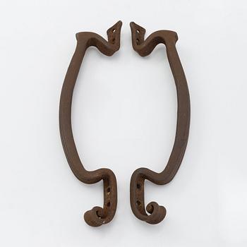 Dörrhandtag, spegelvända, 2 st, Art Nouveau, tidigt 1900-tal.