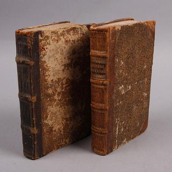 BÖCKER, 2 st, "Engelska åkermannen och fåraherden eller åkerbrukskonsten..." av Jacob Serenius, Stockholm 1727.