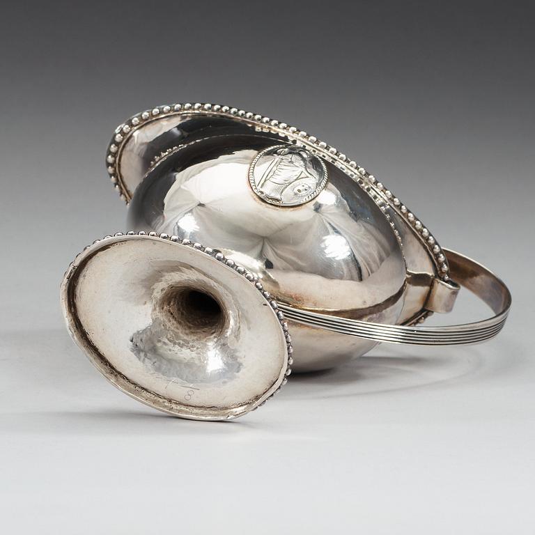 A Swedish 18th century parcel-gilt cream-jug, makers mark of Anders Fredrik Weise, Stockholm 1794.