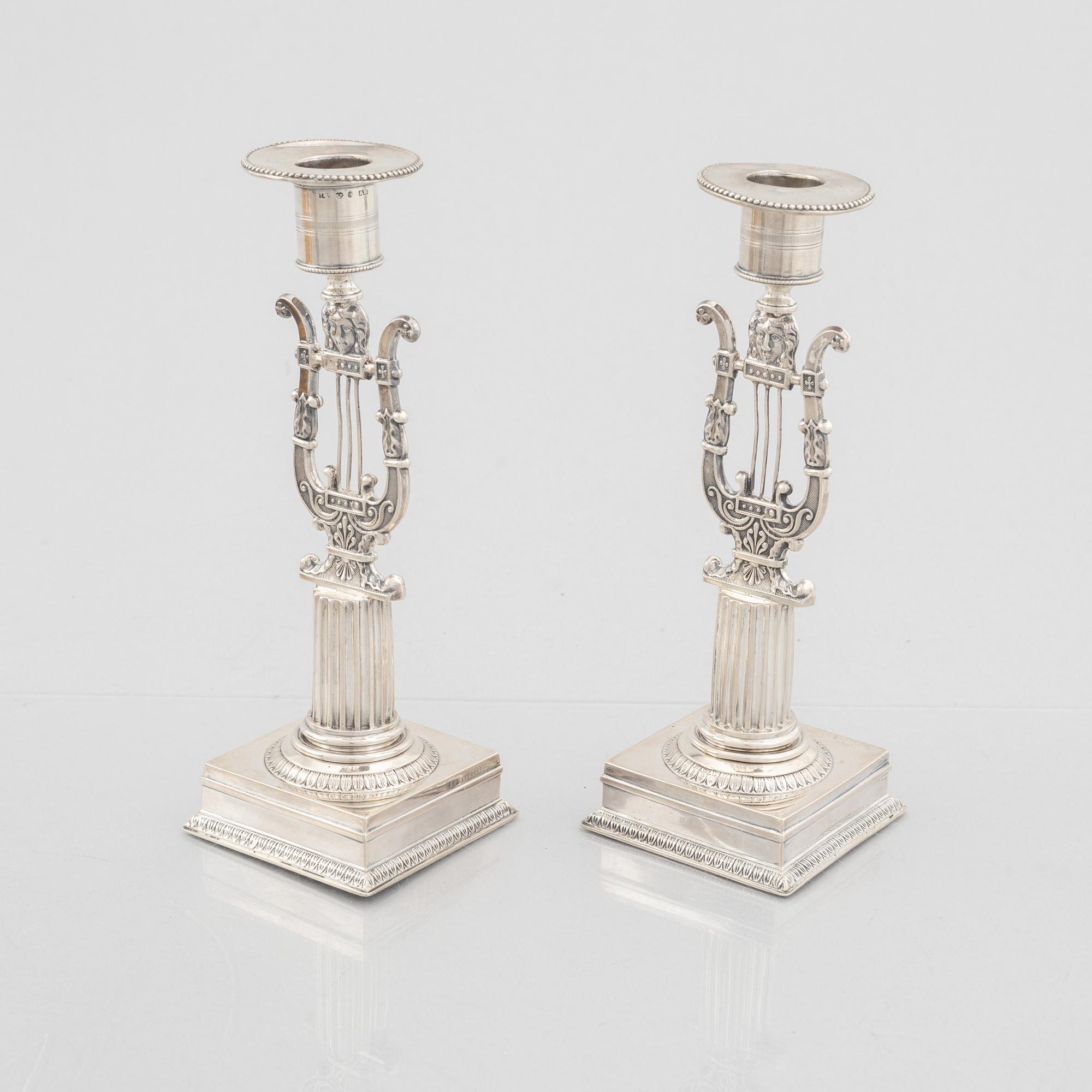 A pair of Swedish silver candlesticks, mark of Adolf Zethelius 1823.
