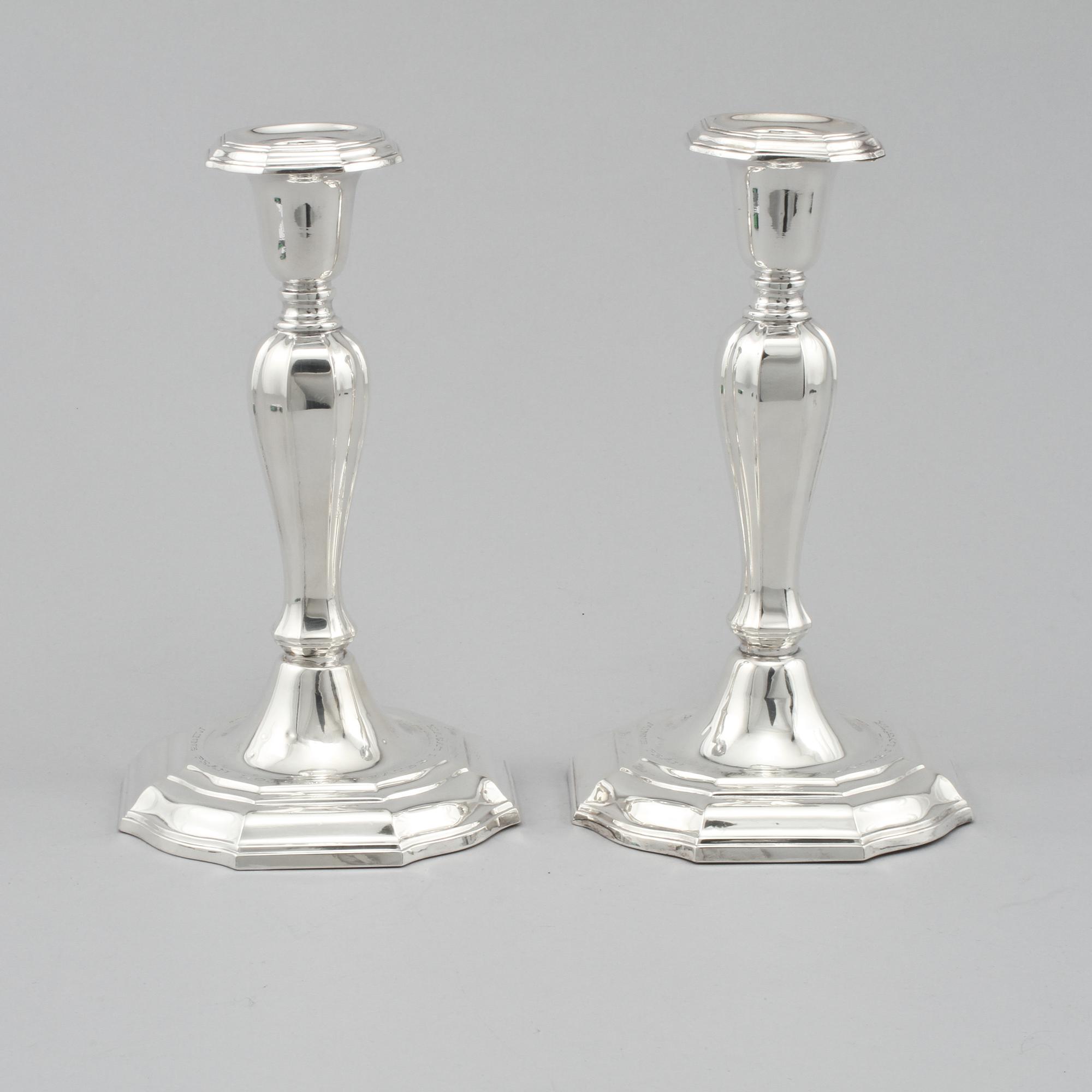 LJUSSTAKAR, ett par, silver, C.G Hallberg, Stockholm, 1956.