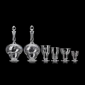 SERVISDELAR, 66 st, glas, Carl Eldh 1930. Merparten sign.