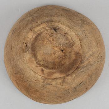 A Swedish wooden bowl and dish, 19th-20-th century.