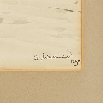 Alf Wallander, akvarell, signerad och daterad 1890.