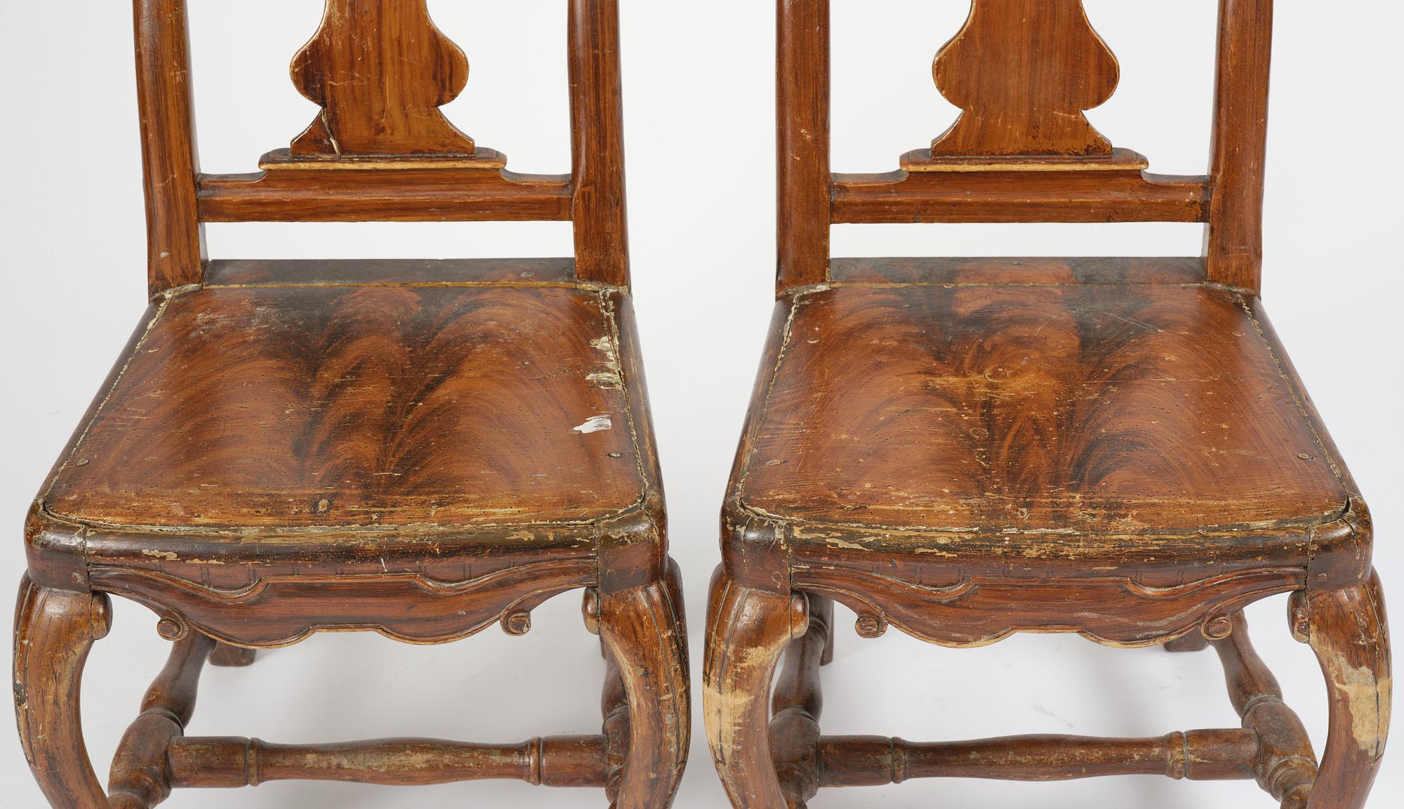 Stolar, ett par, Stockholmsarbeten, 1700-talets mitt, Senbarock.