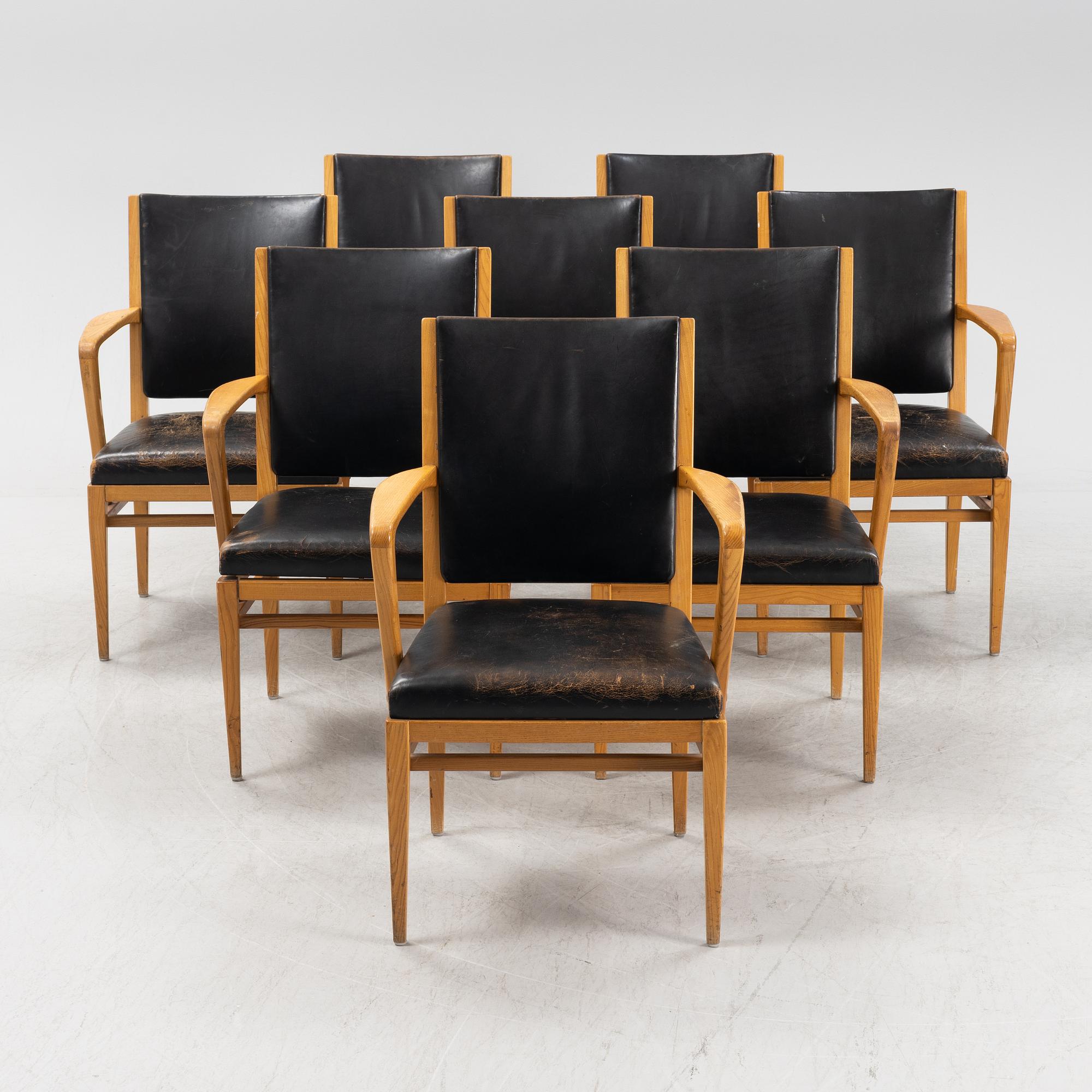 Carl Malmsten, karmstolar 8 st, "Riksdagen", 1940-tal. Proveniens Sveriges Riksdag, formgivna 1940.