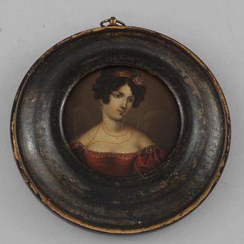 MINIATYR, olja på trä, 1800-talets första hälft.