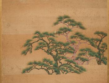 A Japanese six fold screen, Edo period (1603-1868).