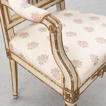 A Gustavian amrchair from Lindome, Sweden, late 18th century.