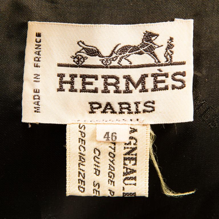HERMÈS Vintage Suede and Silk Waistcoat in size 46 (FR).