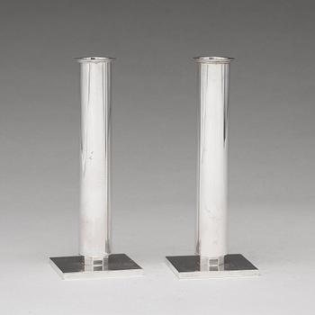 Wiwen Nilsson, a pair of sterling candlesticks, Lund, Sweden 1949.