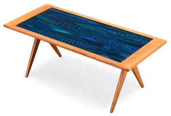 432. A Stig Lindberg enamel top oak table, Nordiska Kompaniet, Stockholm 1950's.