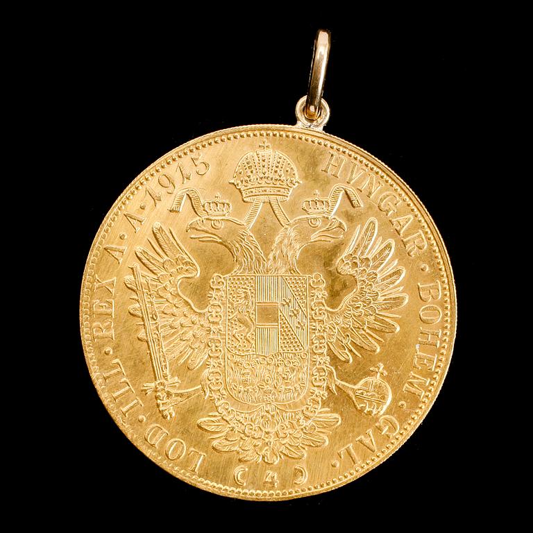 GULDMYNT, Frans Josef I, Österrike-Ungern, 1915. Vikt ca 13 gram.