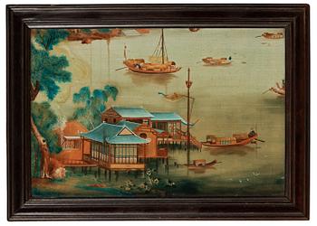 A reverse glass painting, Qing dynasty, late 18th Century, circa 1800.