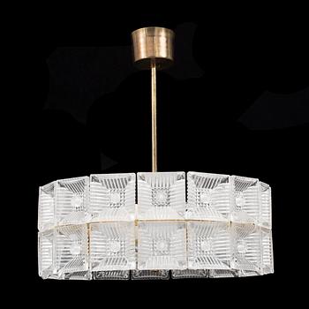 TAKLAMPA, Carl Fagerlund, Orrefors, 1900-talets andra hälft. Höjd 45 cm.