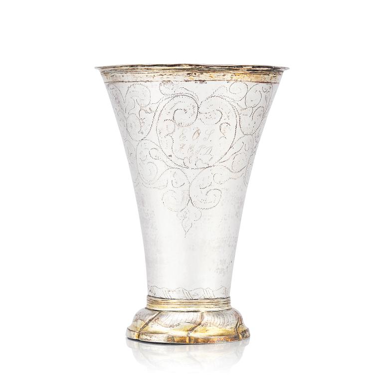 A Swedish 18 century parcel-gilt silver beaker, marks of Carl Fredrik Seseman, Arboga 1792.