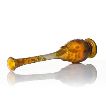 Emile Gallé, a set of two Art Nouveau cameo glass vases, Nancy, France.