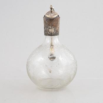 A wine decater, glass and silver, Germany, early 20th century.