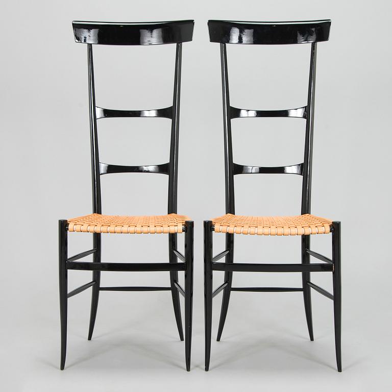 A pair of 1950's chairs in Chiavari-style, Italy.