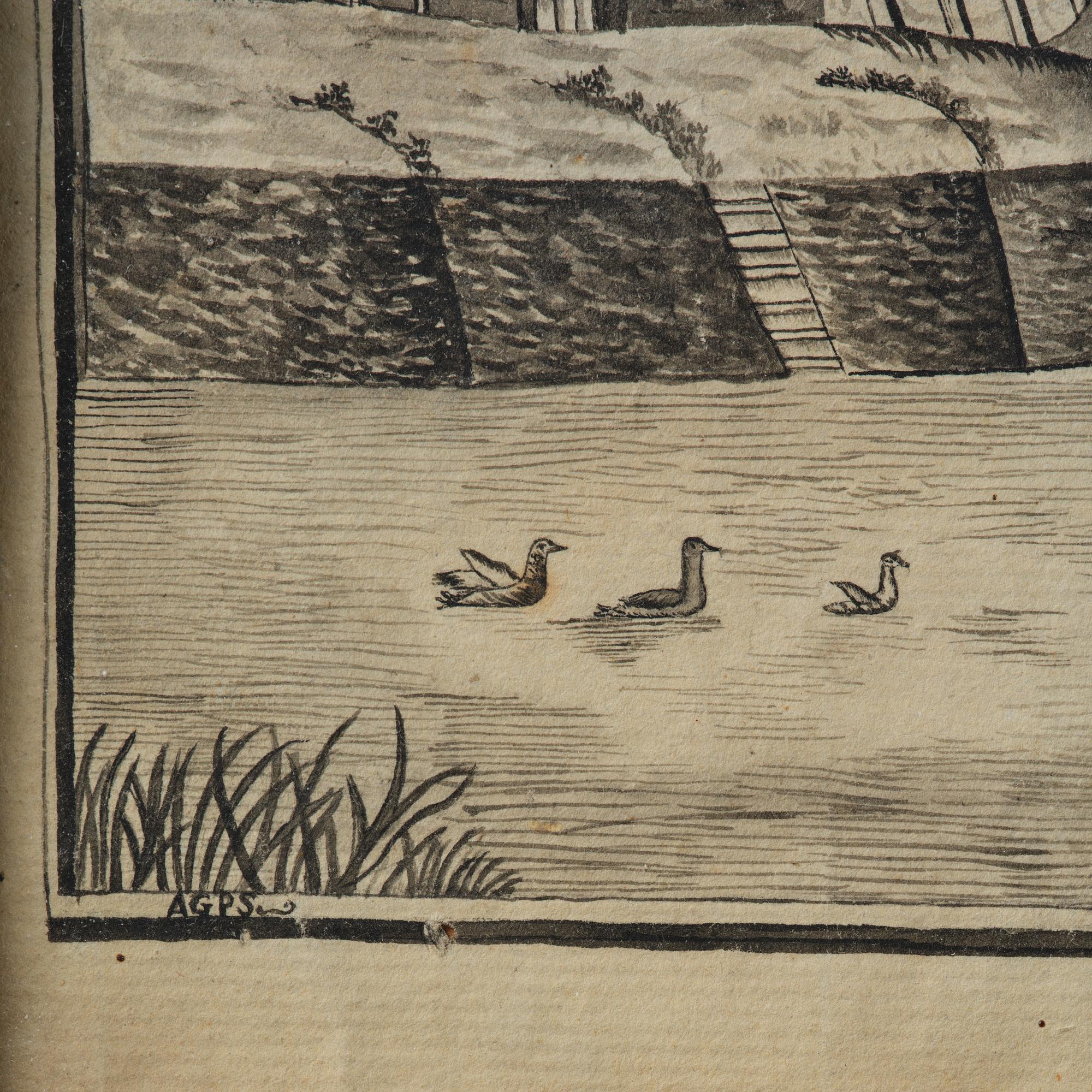 Swedish artist, fisherman in a lake landscape, late 18th century/early 19th century.