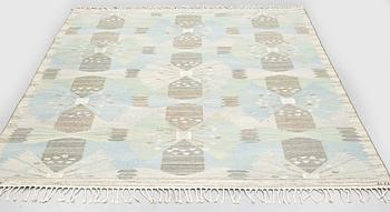 Barbro Nilsson, matta, "Park, blå och grön", gobelängteknik, ca 290 x 225,5-228 cm, signerad AB MMF BN.