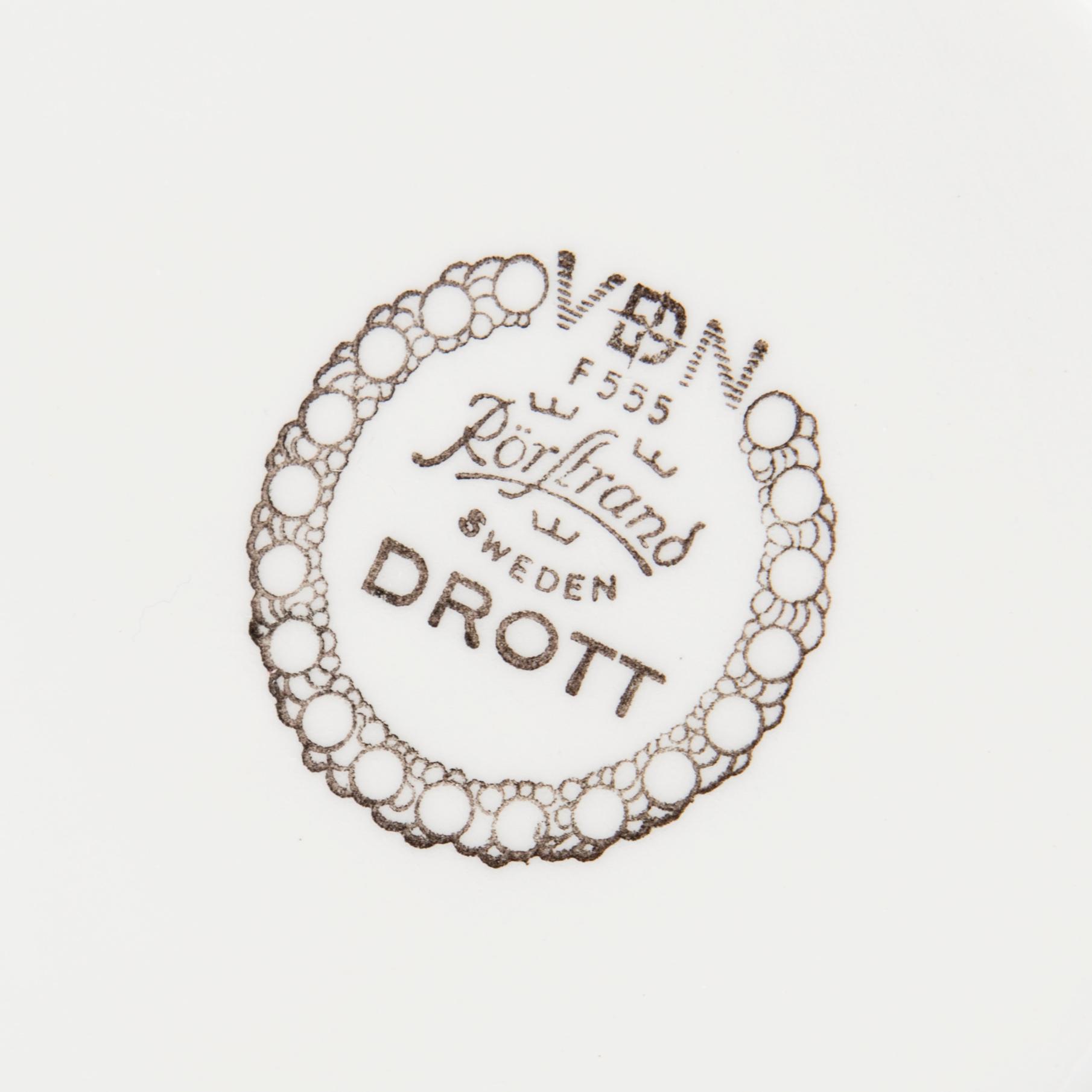 SERVISDELAR, porslin, 23 delar, "Drott", Rörstrand, 1900-talets andra hälft.