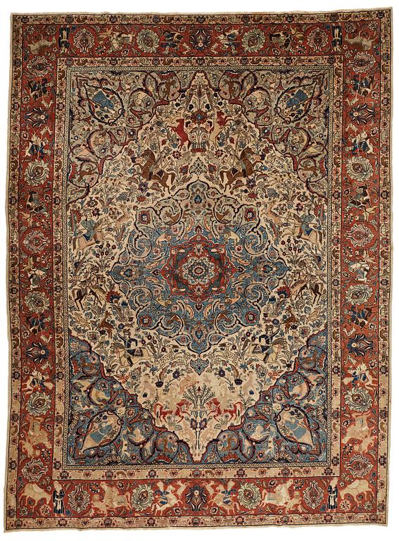 MATTO, semi-antique Tabriz figural, ca 400 x 298,5 cm.
