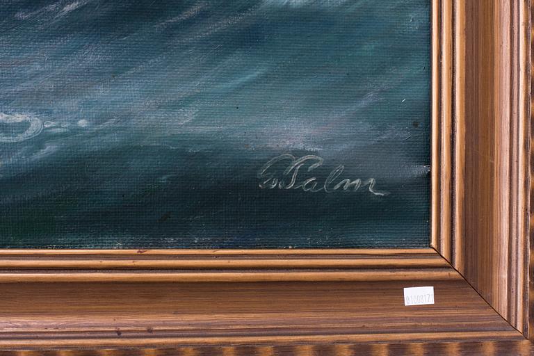 OKÄND KONSTNÄR. Olja på duk. Sign Palm.