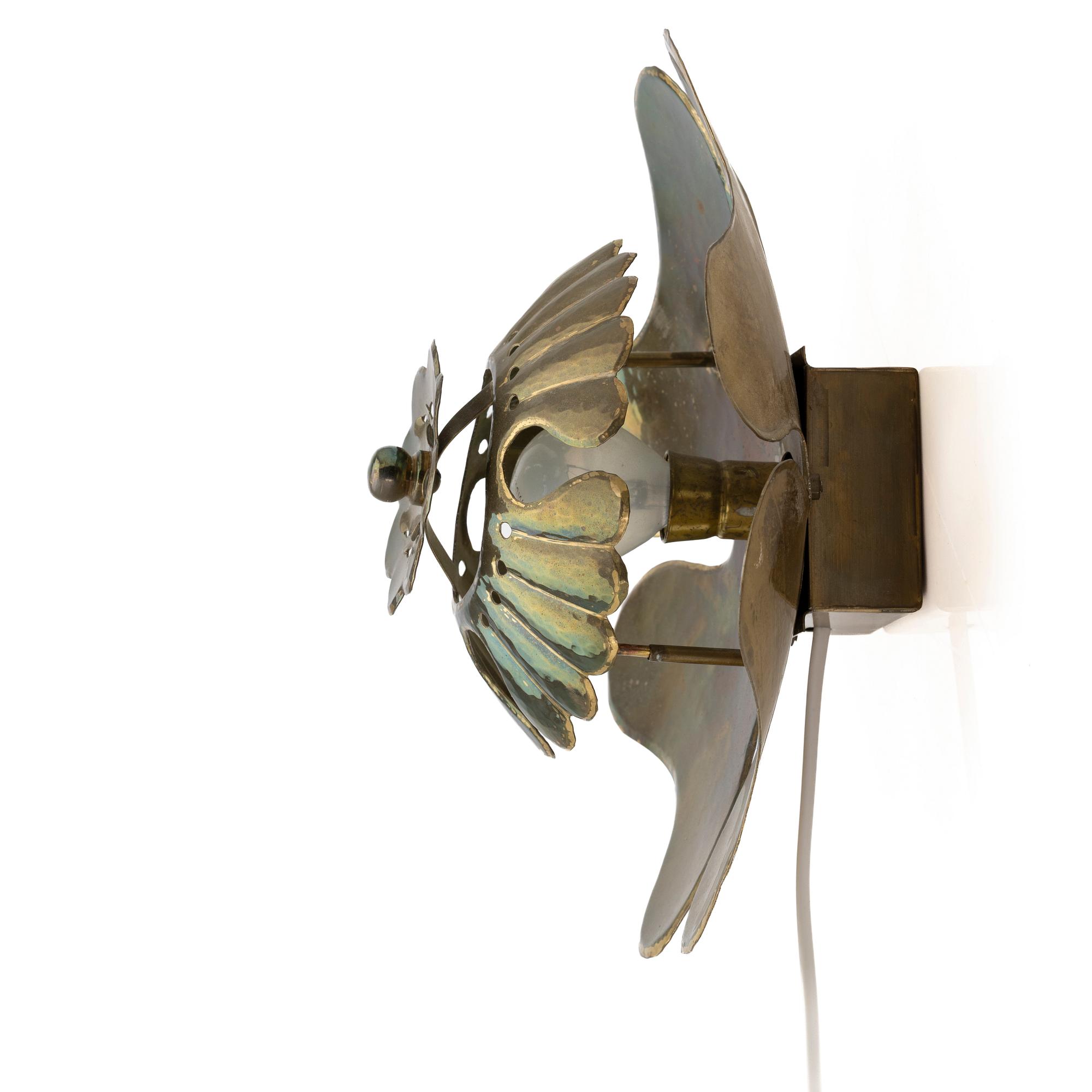 Lars Holmström, Wall lamp, brass, Arvika, mid-20th century.