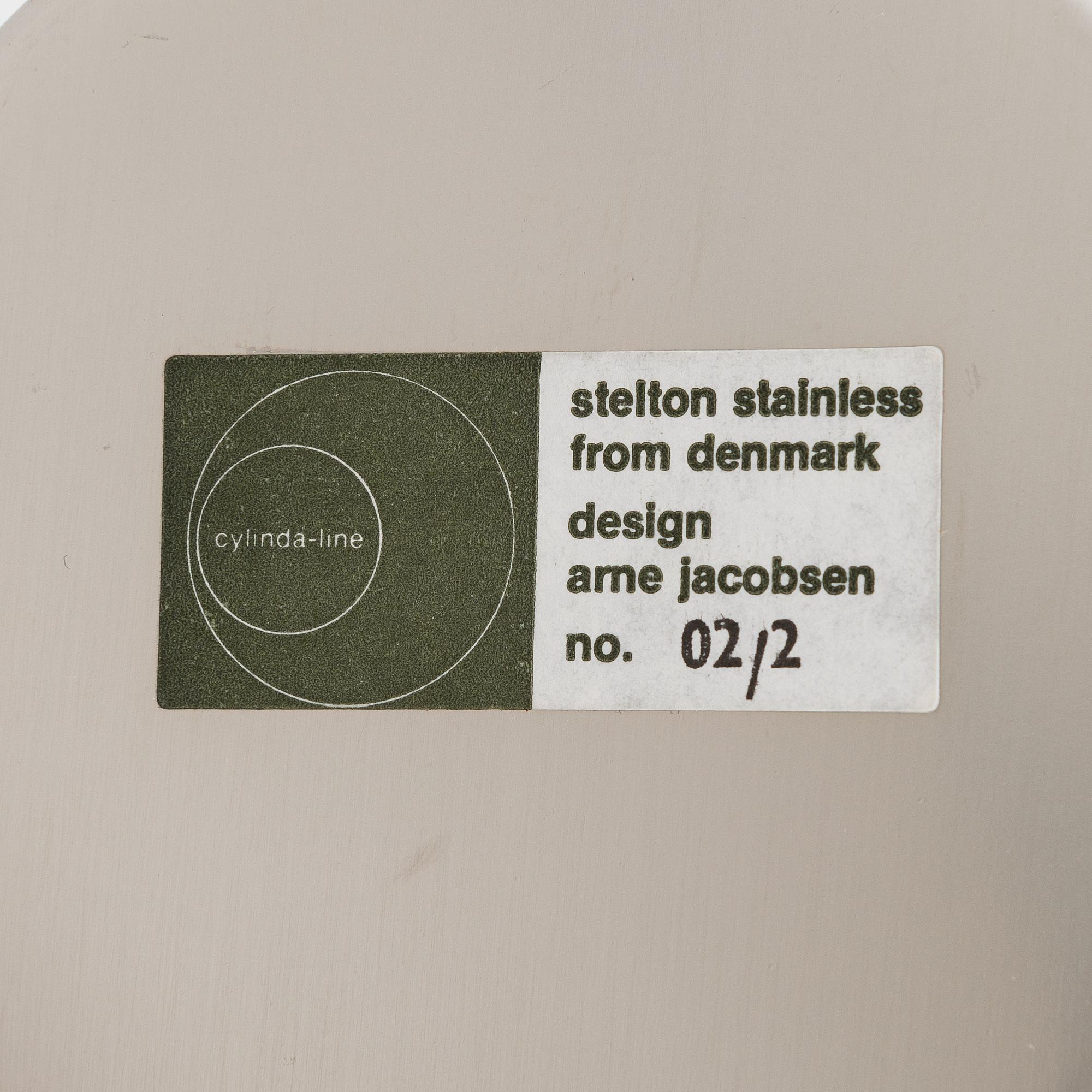 Stelton, 3 osaa, Arne Jacobsen, "Cylinda-Line" ja Erik Magnussen, jääpalakulho, Tanska, 1960-70-luku.