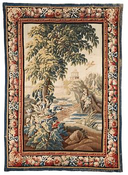 A "Verdure" tapestry, c 279 x 196 cm, signed M.R.D'AVBVSSONj.DVMONTEIL.