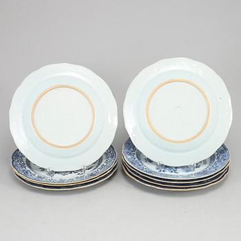 A group of 9 blue and white dishes, Qing dynasty, Qianlong (1736-95).