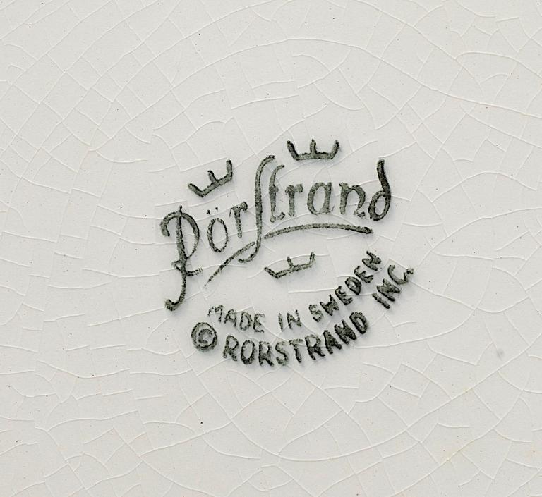 MATSERVISDELAR, 21 delar, flintgods, "Blå Eld", Herta Bengtsson, Rörstrand, 1900-talets andra hälft.