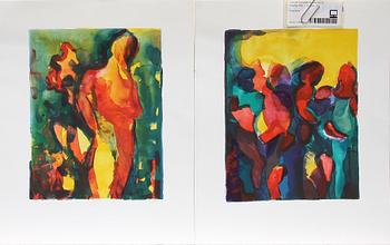 Elisabeth Jansson · ELISABETH JANSSON, färglitografier, 2 st. Sign.