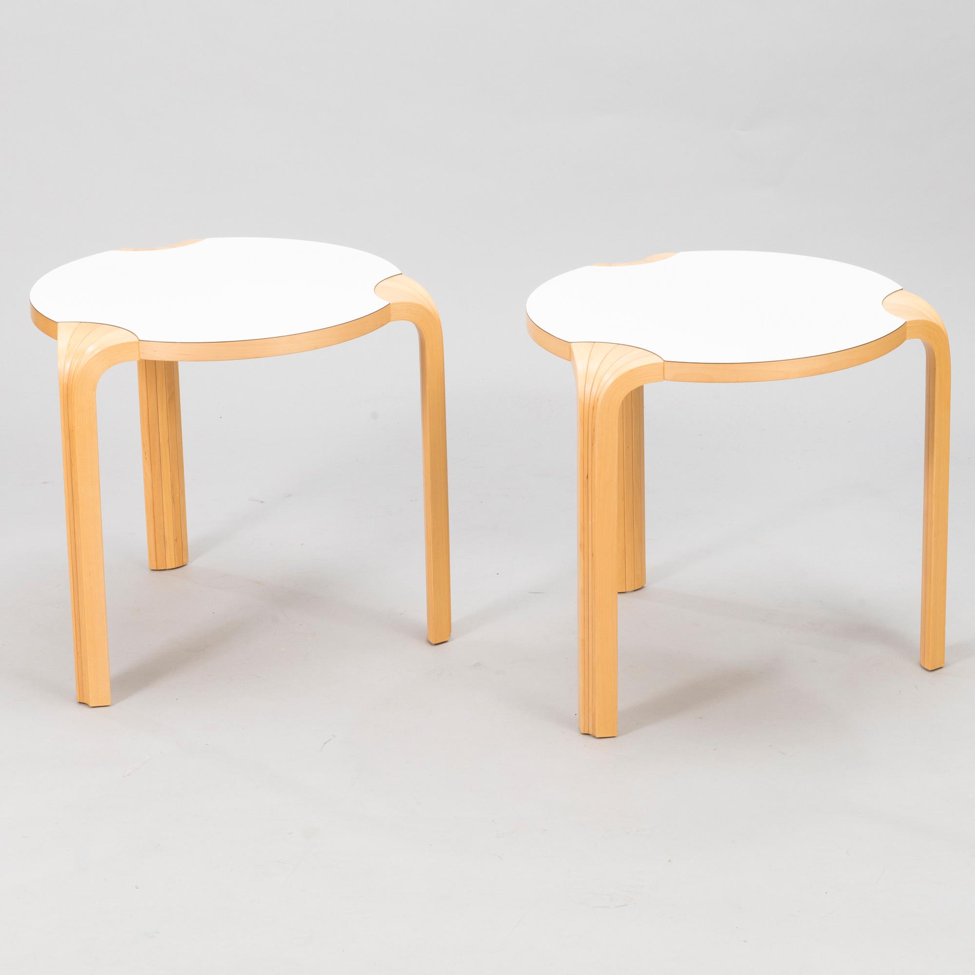 ALVAR AALTO, a pair of early 1990's 'X600' stools for Artek.