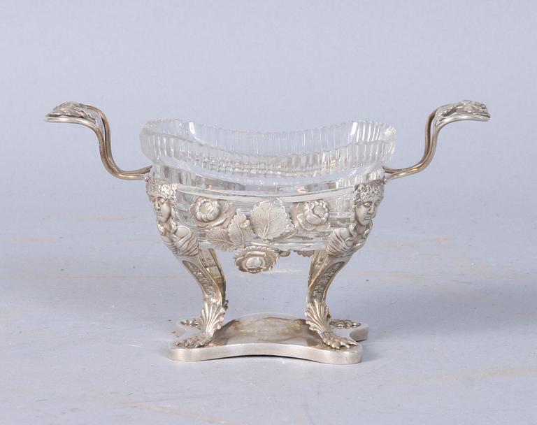 SALTKAR, silver samt glas, empir/empirstil.